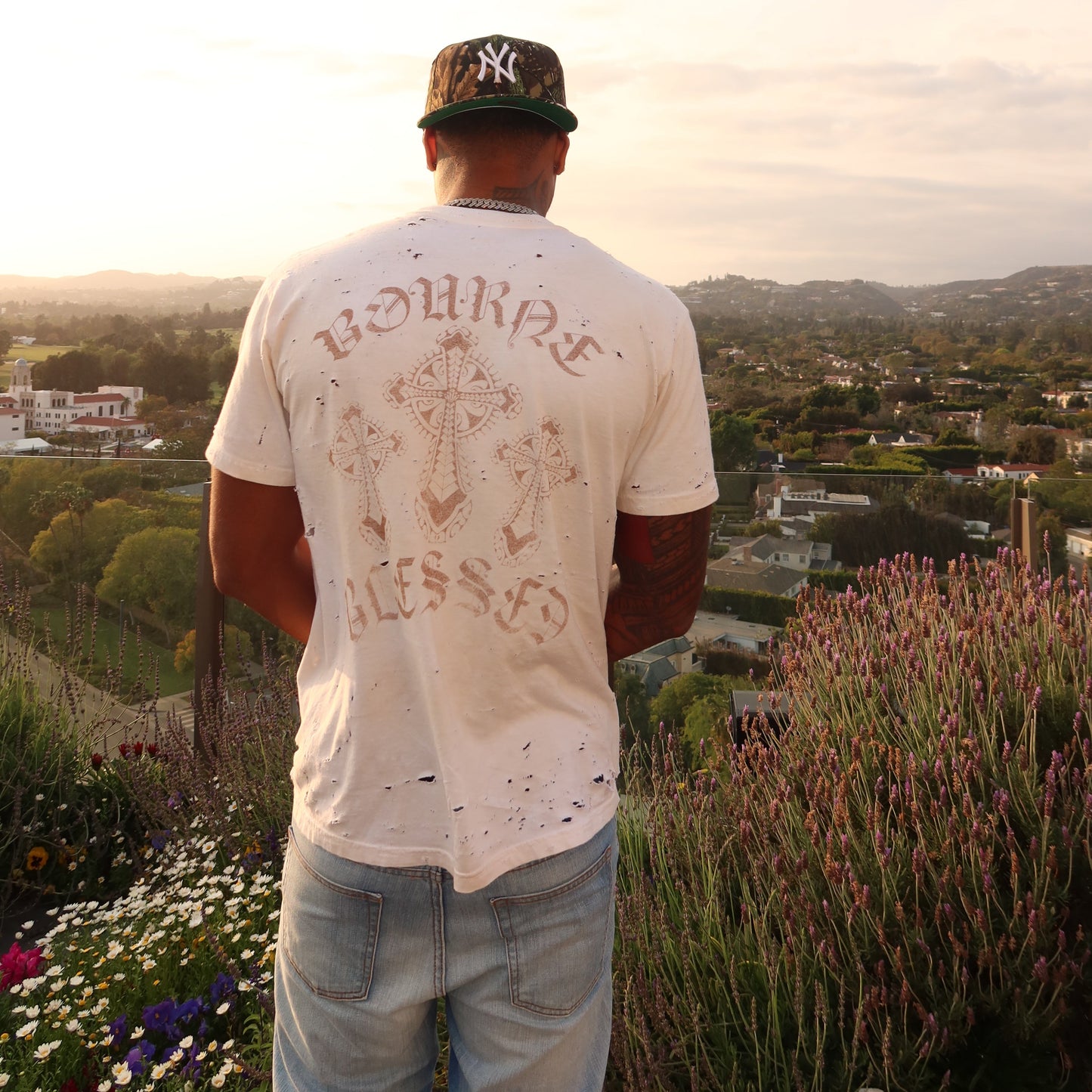 Bourne Blessed x Dodo Coffee Distressed Tee by Kendrick Bourne & Cooper Kupp