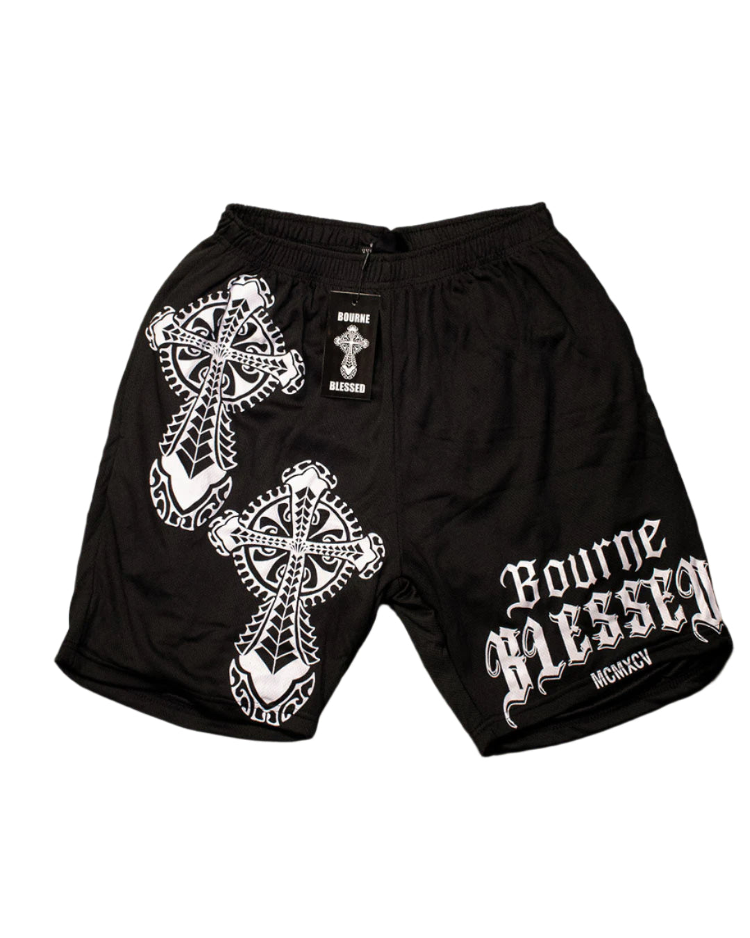 Bourne Blessed Black Cross Mesh Shorts by Kendrick Bourne