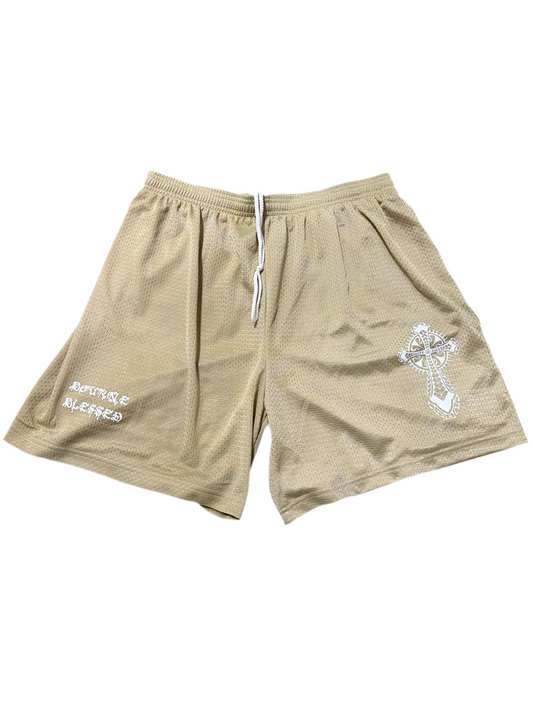 Gold mesh shorts
