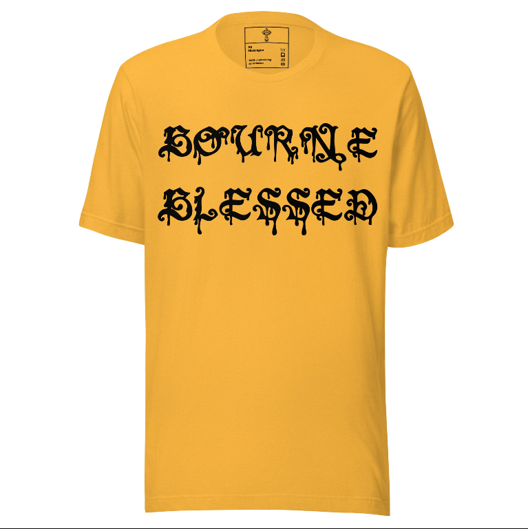 Bourne Blessed Dripping Letter T Shirt | Kendrick Bourne | NFL Christian Streetwear Tee