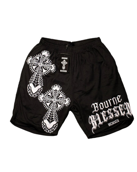 ●HOODHOOD● Star Basketball Sheer Shorts Black HDBD02PT04-2 HH_SCRIPT_BLACK_SHORT_FRONT_gr