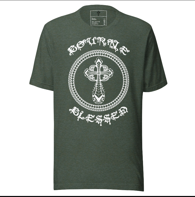 Bourne Blessed Christian Cross T Shirt | Kendrick Bourne | NFL Inspired Faith Based Streetwear Graphic Tee