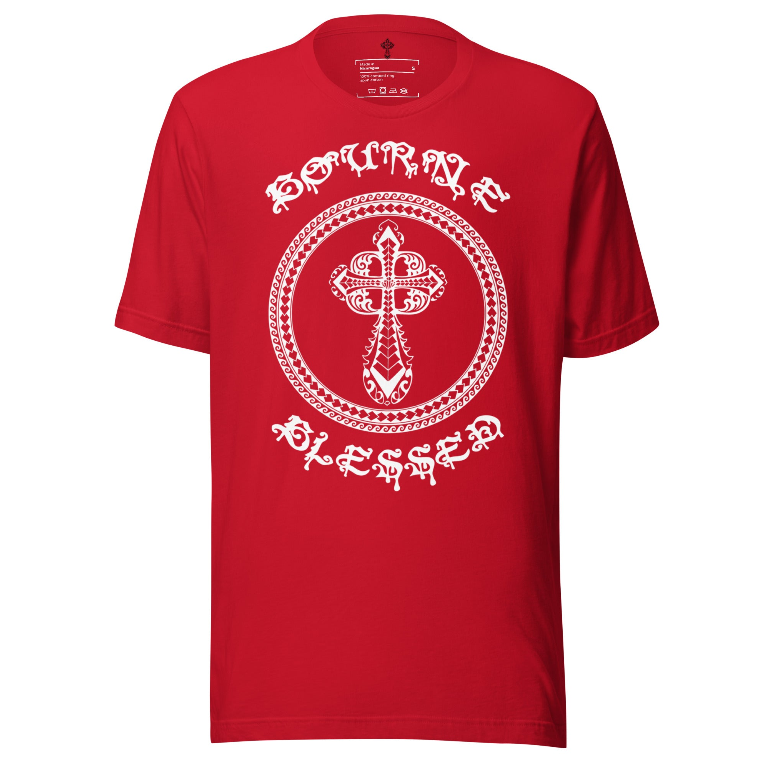 Bourne Blessed Christian Cross T Shirt | Kendrick Bourne | NFL Inspired Faith Based Streetwear Graphic Tee