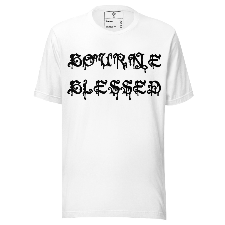 Bourne Blessed Dripping Letter T Shirt | Kendrick Bourne | NFL Christian Streetwear Tee